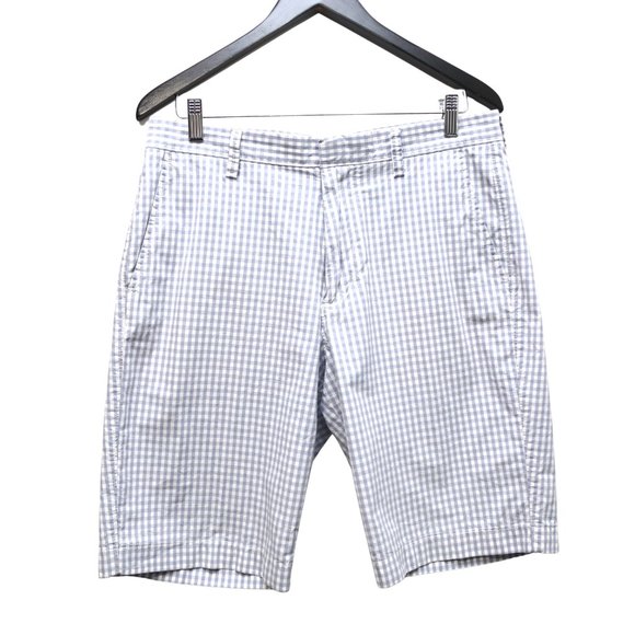 J. Crew Other - J.CREW Factory Gingham Plaid Blue White Men's Cotton Shorts Size 32